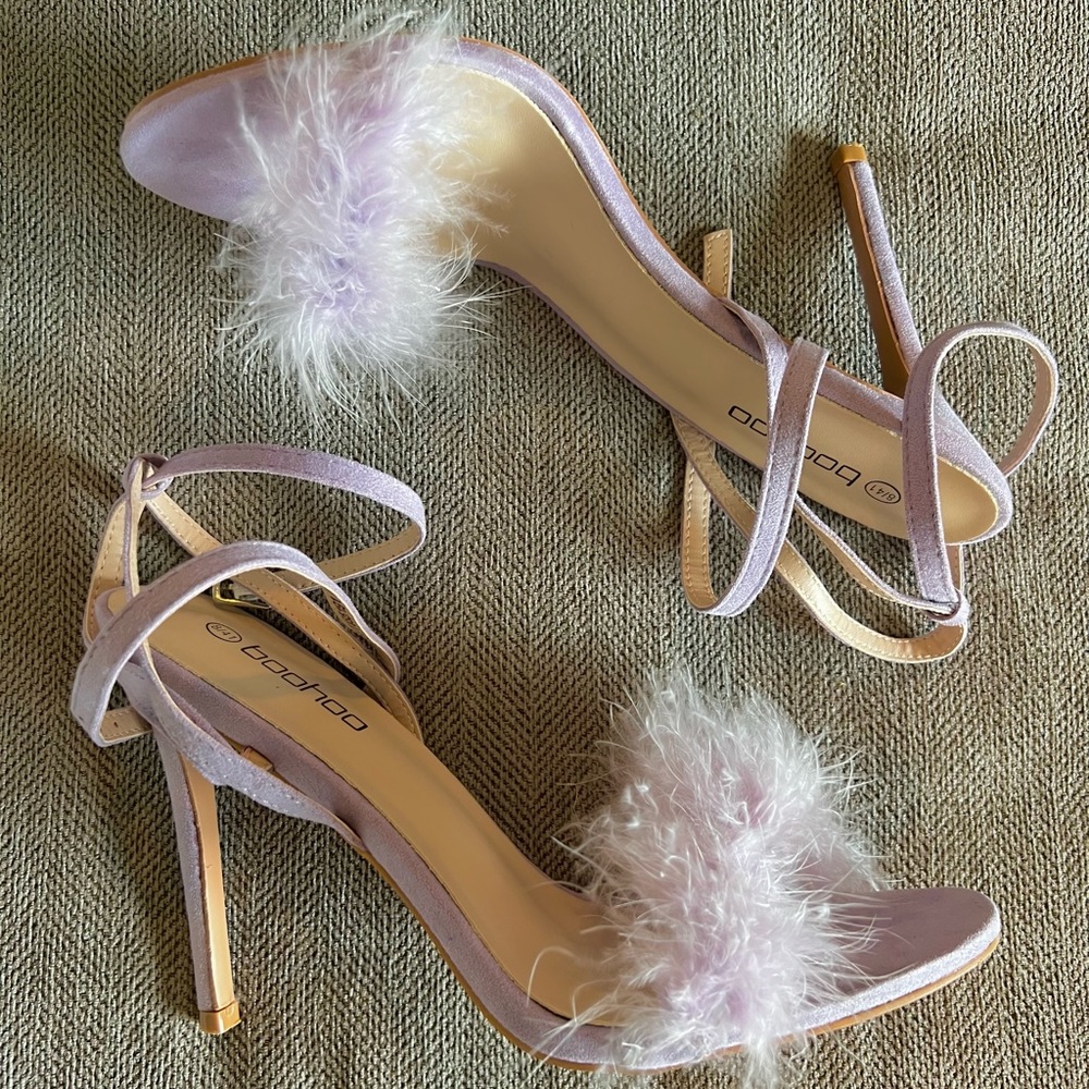 Boohoo Feather Trim Stilettos